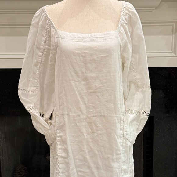 Free People White Boho Peasant Mini Dress – Size Small - Picture 1 of 12